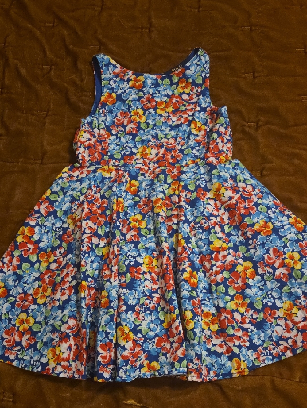 Polo by Ralph Lauren Blue Floral Fit-and-Flare Kids Dress